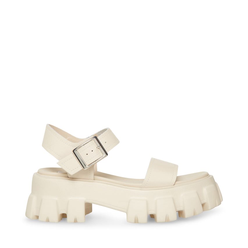 Sandalias de Plataforma Steve Madden Ellie Cuero Mujer Blancas | ES WC14E9